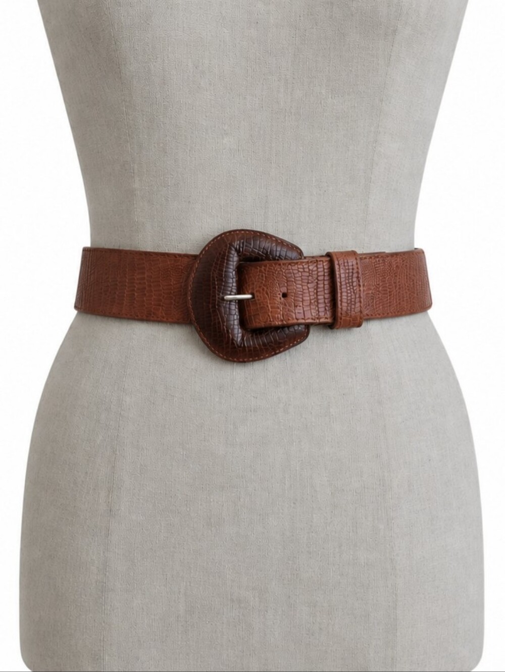Vintage 80s Michael Rose Brown Reptile Print Leather Belt S/M